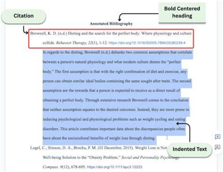 Are annotated bibliographies indented?