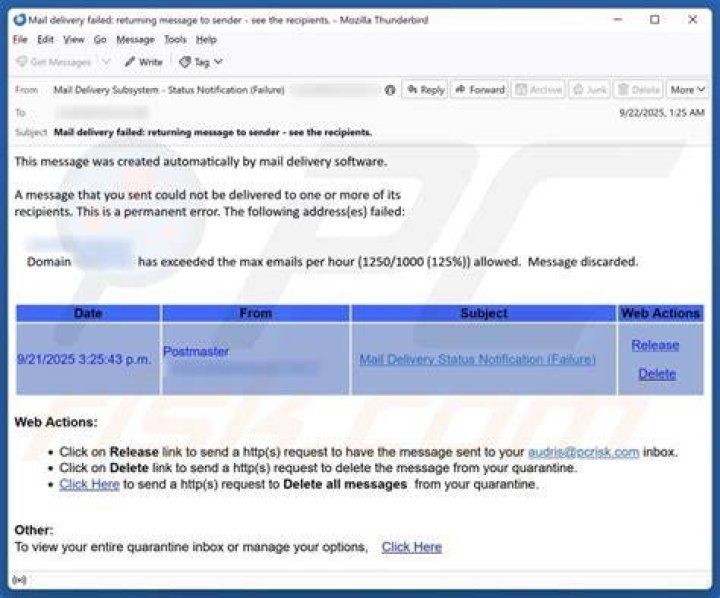 Has exceeded the max emails per hour?