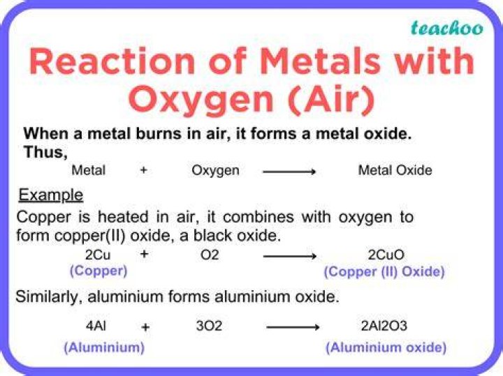 How do different metals react with oxygen?