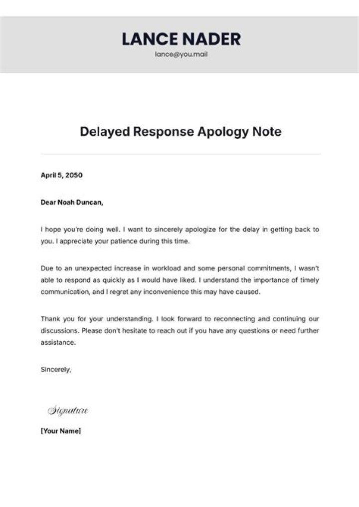 Should you apologize for a delayed response?