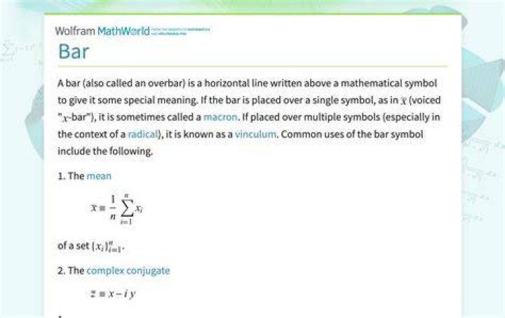 What does an overbar mean in math?