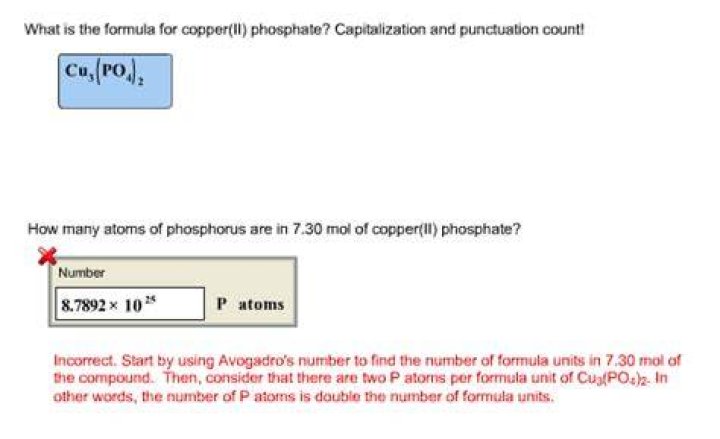What is the formula for copper phosphate?