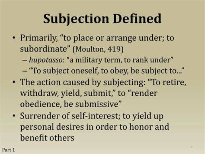 Where does subjection mean?